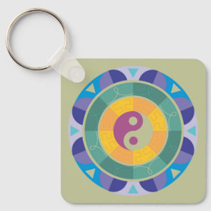 Colorful Yin Yang Pattern Key Ring