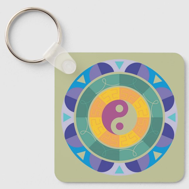 Colorful Yin Yang Pattern Key Ring (Front)