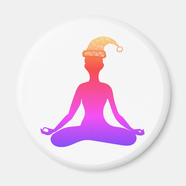 Colorful Yoga New Year Hat Magnet (Front)