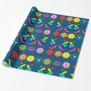 Colorful Yoga  Position Chakras Art Wrapping Paper