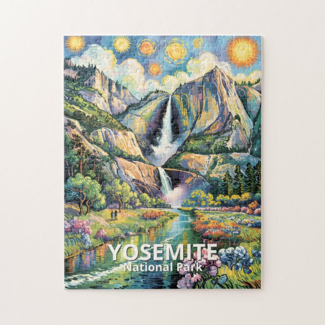 Colorful Yosemite Spring Waterfall Hiking Trail Jigsaw Puzzle (Vertical)