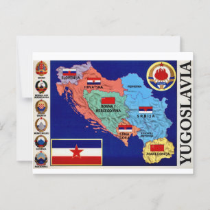Colorful Yugoslavia Vintage Map Postcard