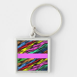 COLORFUL ZEBRA PATTERN KEY RING