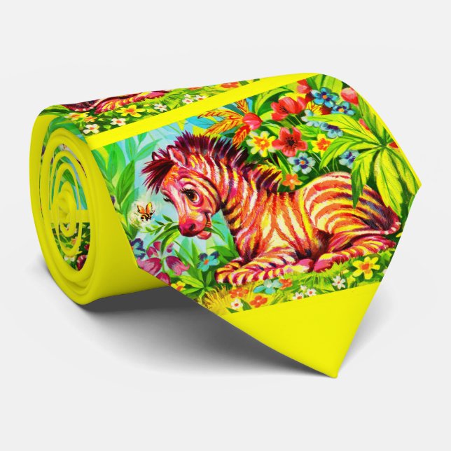 colorful zebra print  tie (Rolled)