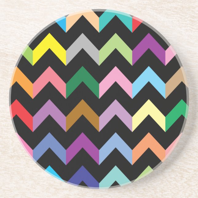Colorful zigzag pattern coaster (Front)