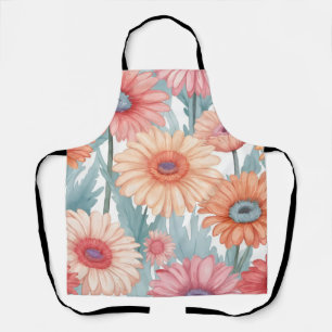 Colorful Zinnia Flowers Apron