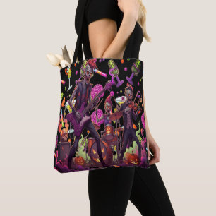 Colorful Zombie Party Chaos For Halloween Tote Bag