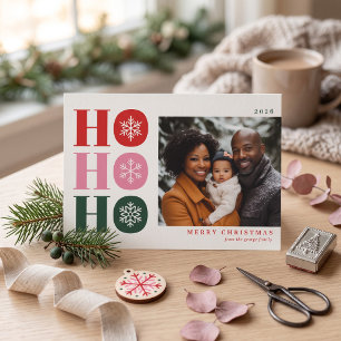 ColorfulHo Ho Ho Modern Christmas Photo Card