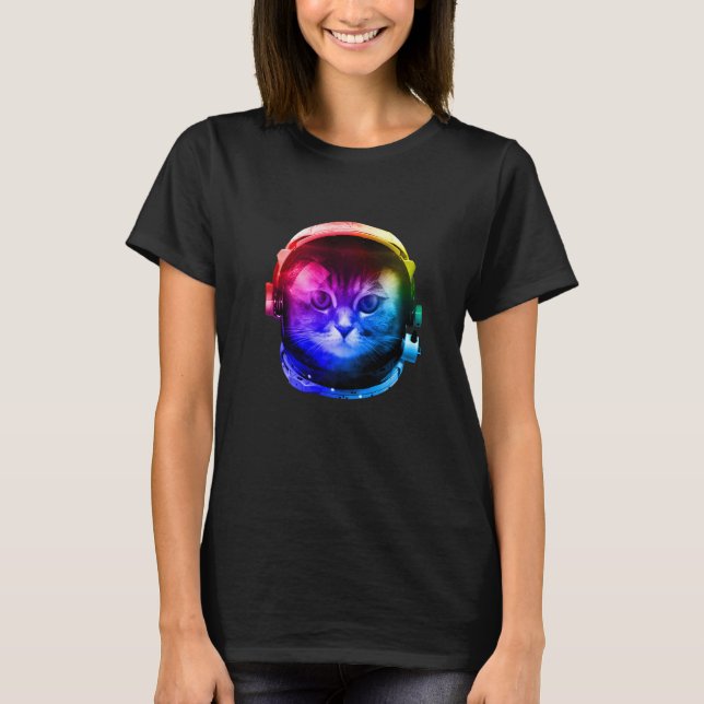 Colorfull Astronaut Cat T-Shirt (Front)
