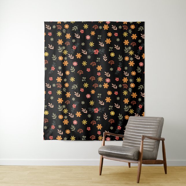 Colorfull Cute spring floral, watercolor pattern Tapestry (In Situ)