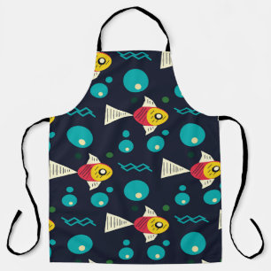 Colorfull Fish with waves in the sea. Geometry for Apron