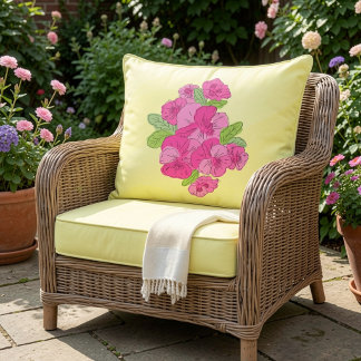 Colorfull Flower and Leaves Throw Pillow