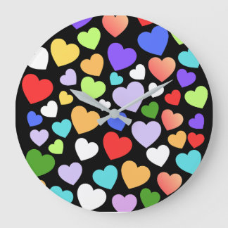 Colorfull heart large clock