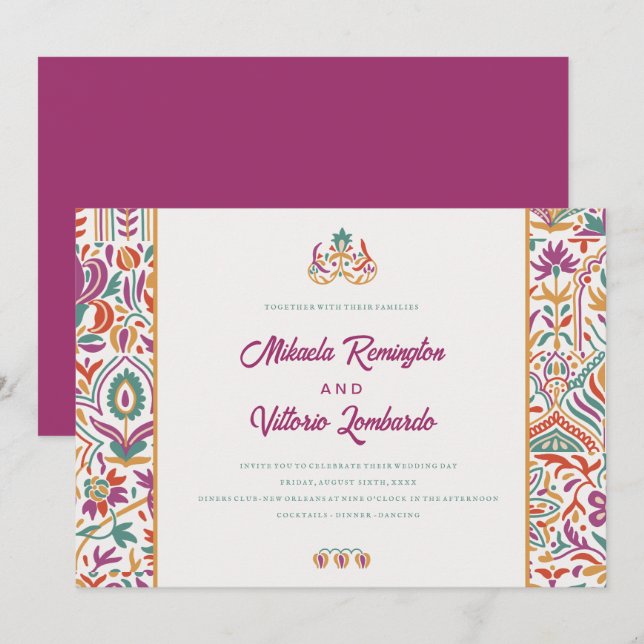 Colorfull Indian Style Wedding Invitation (Front/Back)