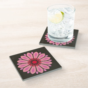 COLORFULL MODERN FLOWER GIFT DAUGHTER SISTER MOM GLASS COASTER