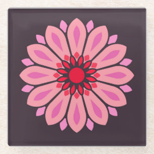 COLORFULL MODERN FLOWER GIFT DAUGHTER SISTER MOM GLASS COASTER