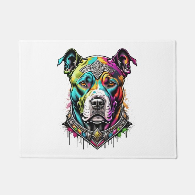 colorfull pitbull  doormat (Front)