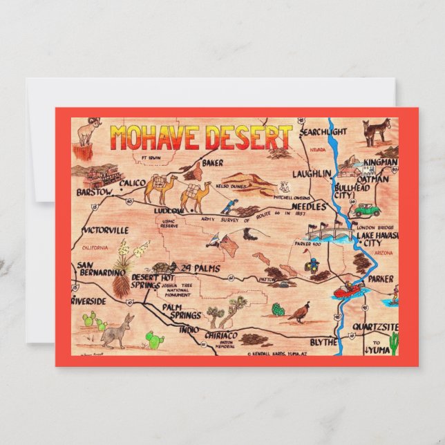 Colorfully Illustrated Mohave Desert Flat Card (Front)