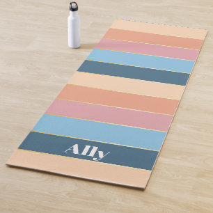 ColorfulPeach Blue Personalized Color Stripes Yoga Mat