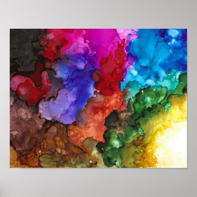 Colorfuly Bold, and vivid abstract alcohol ink Poster (Front)