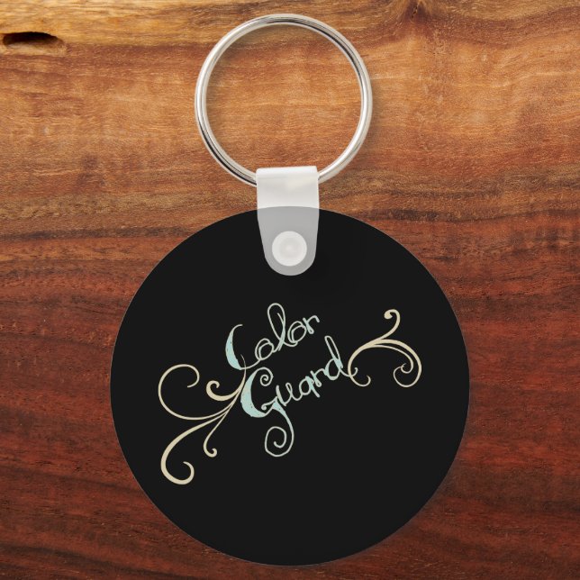 Colorguard Button Keychain Design Black Mint Cream (Front)