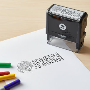 Coloring Book Peacock and Name Stamp
