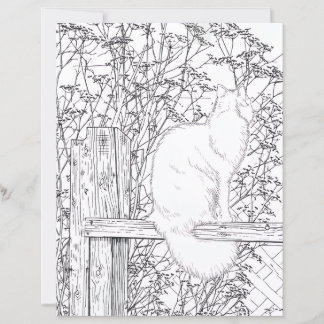 Coloring Page - Cat on Fence