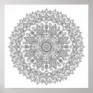 Coloring Page Daisy Mandala Poster