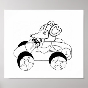 Coloring page racer rat poster