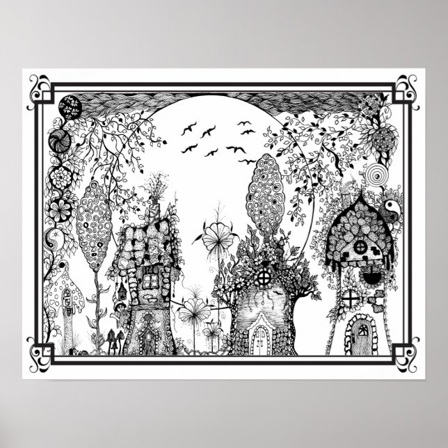 Coloring Poster "MrsDee's Gnome Tiny Homes" (Front)