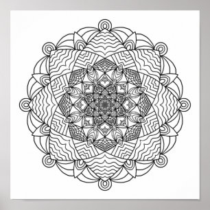 Coloring Poster – Wave Flower Mandala