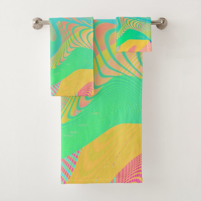 COLORS FLUO - Fractal Art - Bath Towel Set (Insitu)