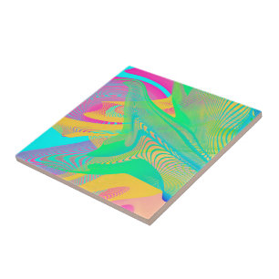 COLORS FLUO - Fractal Art - Ceramic Tile