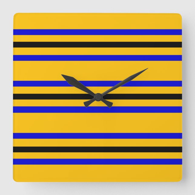 Colors of Barbados Flag Square Wall Clock (Front)
