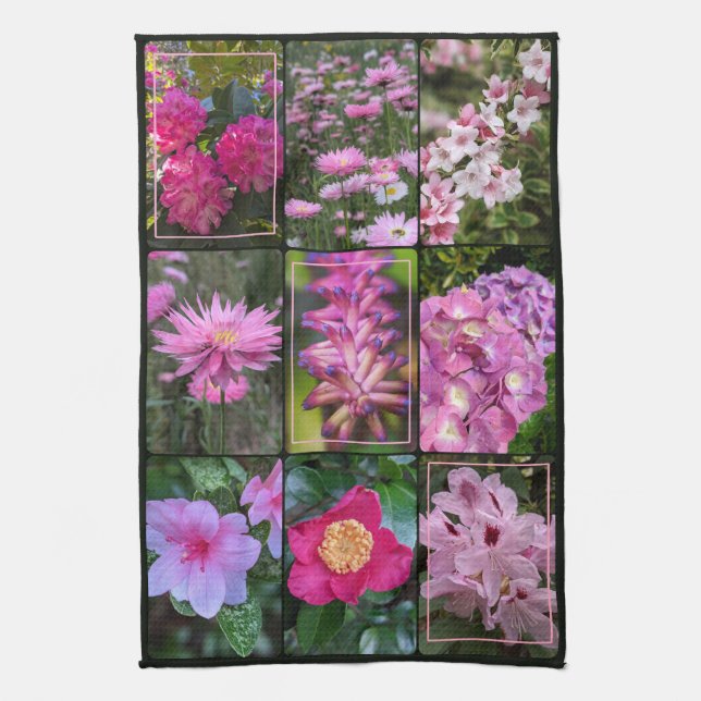 Colors of Nature - Pink Flowers Tea Towel (Vertical)