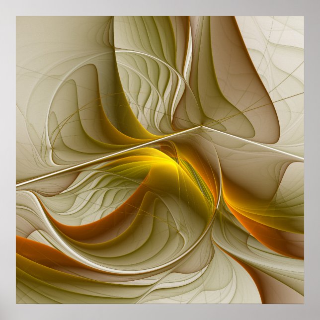 Colors of Precious Metals, Abstract Fractal Art Poster (Front)
