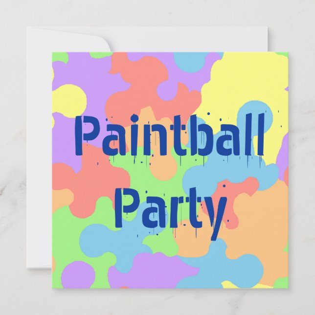 COLORS PAINT SPLATTER PAINTBALL PARTY INVITATIONS (Front)