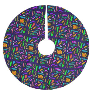 Colors & shapes pattern brushed polyester tree skirt