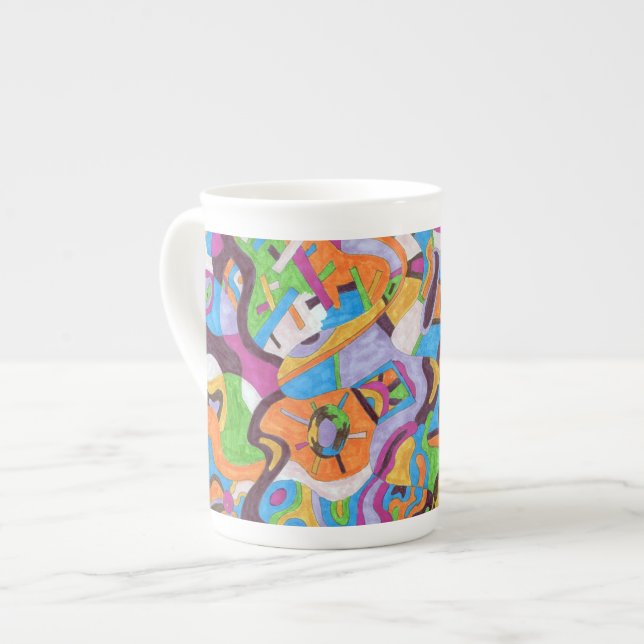 "Colorscape" Abstract Art Bone China Mug (Front Left)