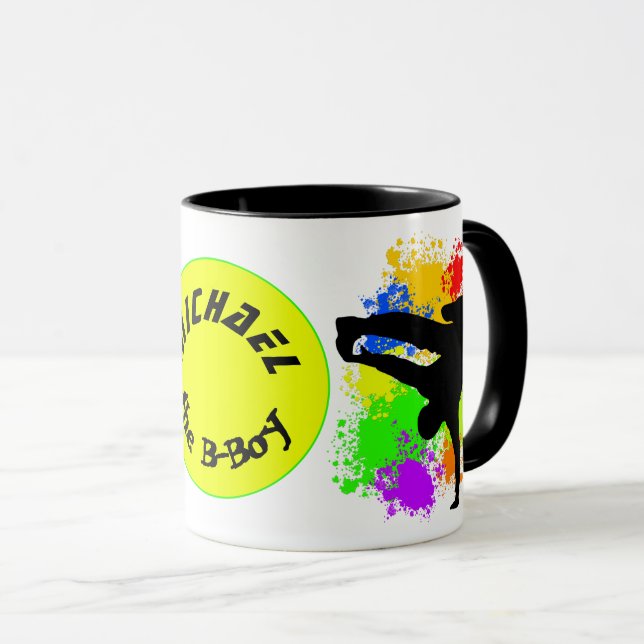 Colorsplash breakdancer personalised mug (Front Right)