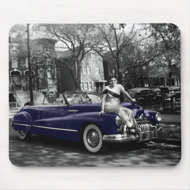 Colorsplash Woman 1950's Buick Roadmaster Car Auto Mouse Pad (Front)