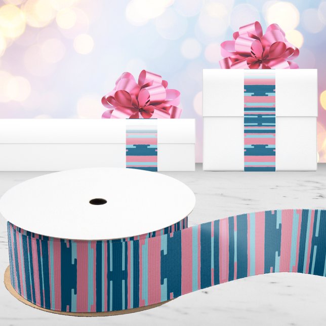 Colorstack Ikat in Pink and Aqua Grosgrain Ribbon (Creator Uploaded)