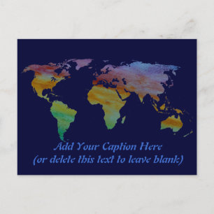 Colorwashed World Map Postcard