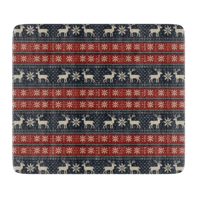 Colorwork/Fair isle traditional winter pattern Cutting Board (Front)