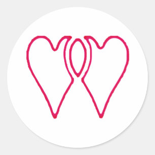 Colossal20x24clear-2 Hearts Together Love RB templ Classic Round Sticker