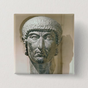 Colossal head of Emperor Constantine I 15 Cm Square Badge