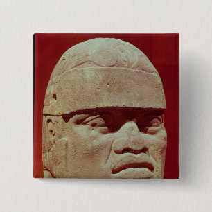Colossal head, Olmec 15 Cm Square Badge