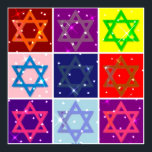 COLOSSAL POSTER (POP ART JEWISH STARS)<br><div class="desc">Huge Sized Chanukah Poster. Available in various sizes. Order with a frame at the custom partition. Many frames and matting to choose from. Great for Holiday decor and gifts. Enjoy your Holidays!</div>
