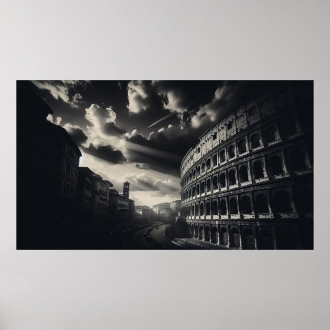 Colosseum Elegance in Black & White Rome's Legacy Poster (Front)