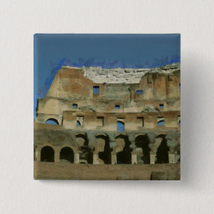 Colosseum painting, Rome 15 Cm Square Badge